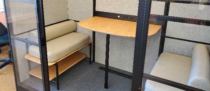 View of inside of private Meeting Booth for two people