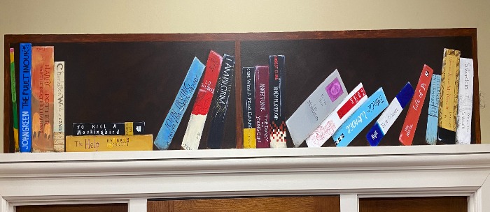 Bookshelf mural in director's office